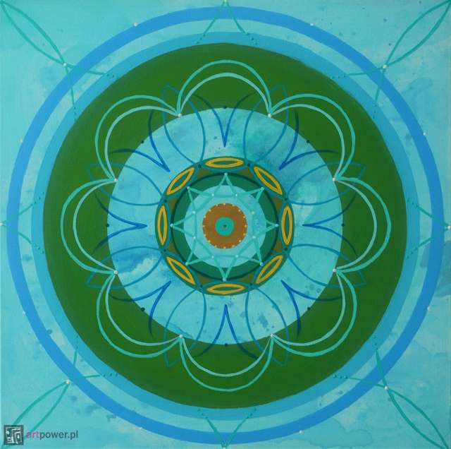 Mandala błękitno-zielona